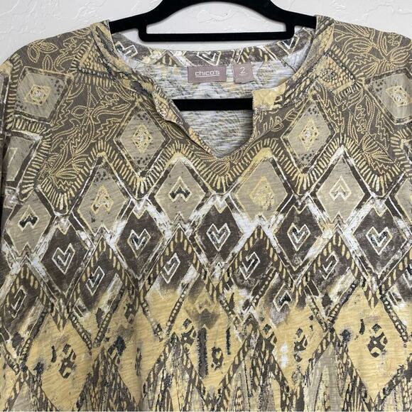 Chico's Tan All Over Mosaic Art to Wear Tunic 2 Large - Picture 3 of 10